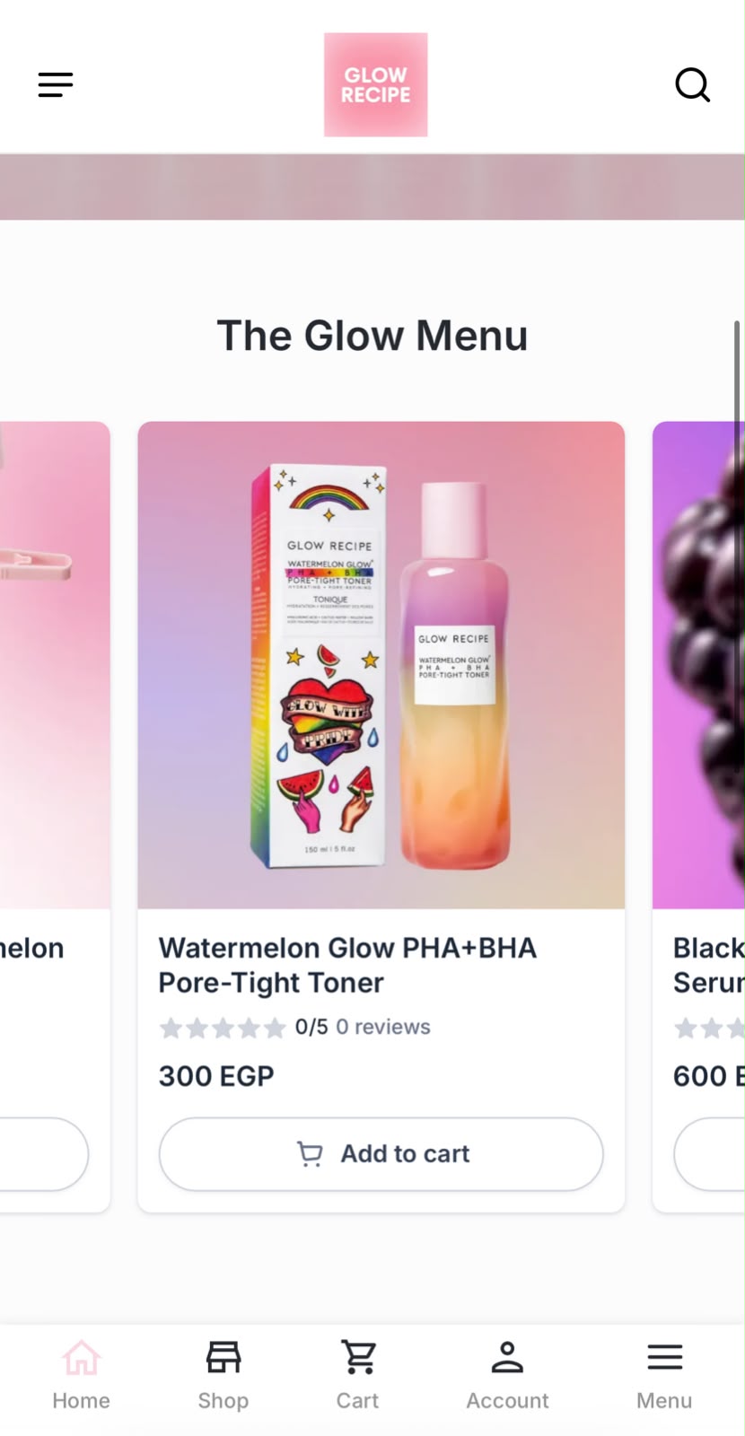 Example ecommerce store screen 2